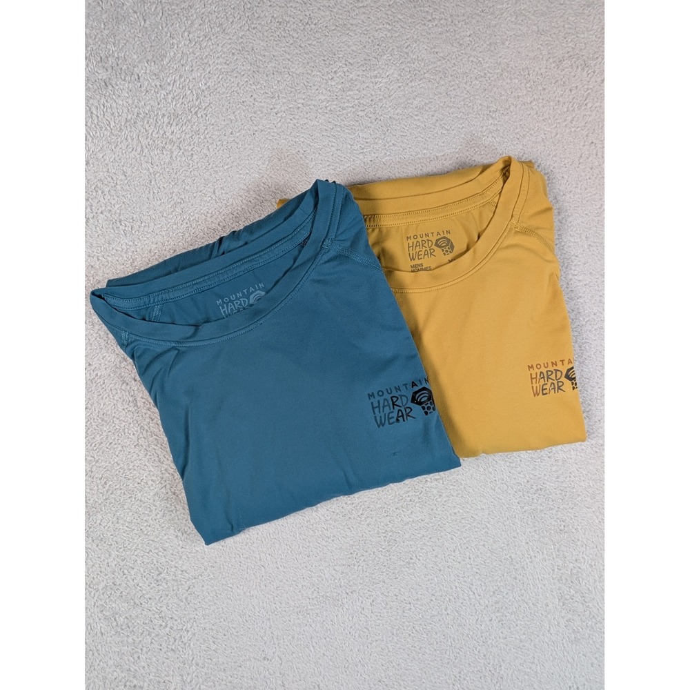 Mountain Hardwear Mens XL Long Sleeve Performance Shirt Lot of 2 Blue Yellow